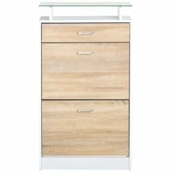 Homcom Meubles D'entrée Et à Chaussures Armoire à Chaussures 2 Portes Tiroir étagère Verre Chêne Blanc 11 Homcom Meubles D'entrée Et à Chaussures Armoire à Chaussures 2 Portes Tiroir étagère Verre Chêne Blanc -Meubles d'appoint Soldes armoire a chaussures 2 portes tiroir etagere verre chene blanc 3