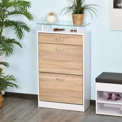 Homcom Meubles D'entrée Et à Chaussures Armoire à Chaussures 2 Portes Tiroir étagère Verre Chêne Blanc 13 Homcom Meubles D'entrée Et à Chaussures Armoire à Chaussures 2 Portes Tiroir étagère Verre Chêne Blanc -Meubles d'appoint Soldes armoire a chaussures 2 portes tiroir etagere verre chene blanc 5