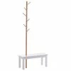 Homcom Portemanteaux Et Patères Banc Porte-manteaux 2 En 1 Blanc Bois Bambou 1 Homcom Portemanteaux Et Patères Banc Porte-manteaux 2 En 1 Blanc Bois Bambou -Meubles d'appoint Soldes banc porte manteaux 2 en 1 blanc bois bambou