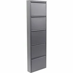 Kare Design Meubles D'entrée Et à Chaussures Casier à Chaussures 5 Tiroirs En Acier Gris Anthracite -Meubles d'appoint Soldes casier a chaussures 5 tiroirs en acier gris anthracite 3