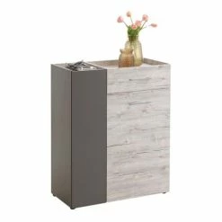 Calicosy Meubles D'entrée Et à Chaussures Commode 2 Portes Et 1 Tiroir H100 Cm - Chêne Et Gris 11 Calicosy Meubles D'entrée Et à Chaussures Commode 2 Portes Et 1 Tiroir H100 Cm - Chêne Et Gris -Meubles d'appoint Soldes commode 2 portes et 1 tiroir h100 cm chene et gris 3