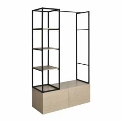 Mob In Valets De Nuits Et Portants Dressing Ouvert Modulable Avec 2 Tiroirs Effet Bois Clair