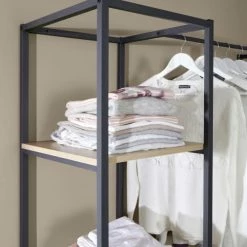 Mob In Valets De Nuits Et Portants Dressing Ouvert Modulable Avec 2 Tiroirs Effet Bois Clair -Meubles d'appoint Soldes dressing ouvert modulable avec 2 tiroirs effet bois clair 3