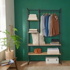 Mob In Valets De Nuits Et Portants Dressing Ouvert Modulable Et Combinable Noir -Meubles d'appoint Soldes dressing ouvert modulable et combinable noir 8