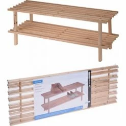 Wadiga Meubles D'entrée Et à Chaussures Étagère à Chaussures 2 étages En Sapin 77x26x30cm -Meubles d'appoint Soldes etagere a chaussures 2 etages en sapin 77x26x30cm 2
