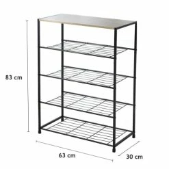Casâme Meubles D'entrée Et à Chaussures Etagère à Chaussures 5 Niveaux En Métal Noir -Meubles d'appoint Soldes etagere a chaussures 5 niveaux en metal noir 4