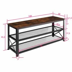 Tectake Meubles D'entrée Et à Chaussures Étagère à Chaussures BLACKPOOL 101x30,5x45,5cm Effet Bois Foncé -Meubles d'appoint Soldes etagere a chaussures blackpool 101x30 5x45 5cm effet bois fonce 4