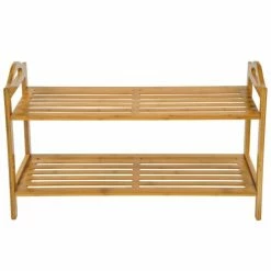 Tectake Meubles D'entrée Et à Chaussures Etagère à Chaussures Bois 2 Niveaux Marron -Meubles d'appoint Soldes etagere a chaussures bois 2 niveaux marron 2
