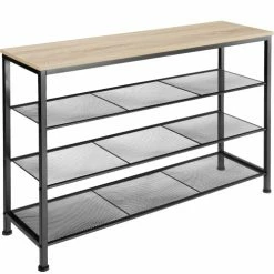 Tectake Meubles D'entrée Et à Chaussures Étagère à Chaussures PORTSMOUTH 100x30,5x72,5cm Bois Clair Industriel,
