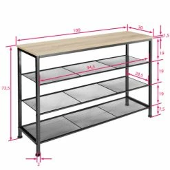 Tectake Meubles D'entrée Et à Chaussures Étagère à Chaussures PORTSMOUTH 100x30,5x72,5cm Bois Clair Industriel, -Meubles d'appoint Soldes etagere a chaussures portsmouth 100x30 5x72 5cm bois clair industriel 5