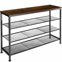 Tectake Meubles D'entrée Et à Chaussures Étagère à Chaussures PORTSMOUTH 100x30,5x72,5cm Bois Foncé Industriel