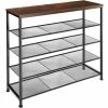 Tectake Meubles D'entrée Et à Chaussures Étagère à Chaussures SHEFFIELD 100x30,5x93cm Bois Foncé Industriel -Meubles d'appoint Soldes etagere a chaussures sheffield 100x30 5x93cm bois fonce industriel