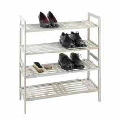 Wenko Meubles D'entrée Et à Chaussures Etagère En Bois De Noyer Massif Blanc -Meubles d'appoint Soldes etagere en bois de noyer massif blanc 3