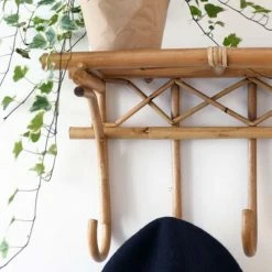Casatera Portemanteaux Et Patères Etagère Porte-manteau Rotin Naturel Bois Clair -Meubles d'appoint Soldes etagere porte manteau rotin naturel bois clair 3