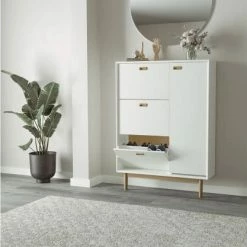 Produits populaires -Meubles d'appoint Soldes grand meuble a chaussures d entree en bois blanc 1