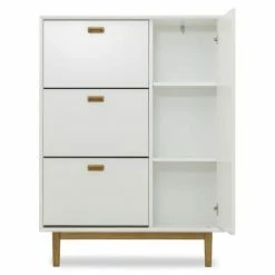 Meubles & Design Meubles D'entrée Et à Chaussures Grand Meuble à Chaussures D'entrée En Bois Blanc -Meubles d'appoint Soldes grand meuble a chaussures d entree en bois blanc 5