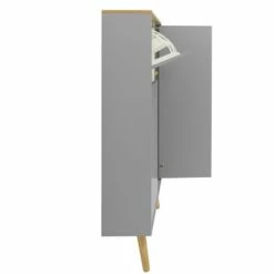 Meubles & Design Meubles D'entrée Et à Chaussures Grand Meuble à Chaussures Moderne En Bois Gris -Meubles d'appoint Soldes grand meuble a chaussures moderne en bois gris 4