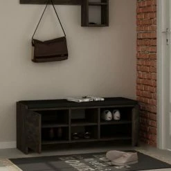 Toilinux Meubles D'entrée Et à Chaussures Meuble à Chaussure Noir -Meubles d'appoint Soldes meuble a chaussure noir 4