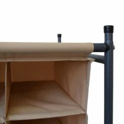 Mobili Rebecca Meubles D'entrée Et à Chaussures Meuble à Chaussures 16 Vide-poches En Métal Et Tissu Beige -Meubles d'appoint Soldes meuble a chaussures 16 vide poches en metal et tissu beige 4