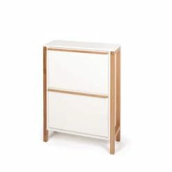 Woodman Meubles D'entrée Et à Chaussures Meuble à Chaussures 2 Compartiments En Bois H93cm Blanc -Meubles d'appoint Soldes meuble a chaussures 2 compartiments en bois h93cm blanc 2