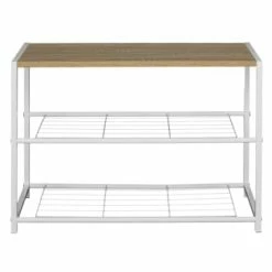 The Home Deco Factory Meubles D'entrée Et à Chaussures Meuble à Chaussures 2 étages Blanc -Meubles d'appoint Soldes meuble a chaussures 2 etages blanc 4