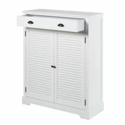 Maisons Du Monde Meubles D'entrée Et à Chaussures Meuble à Chaussures 2 Portes 1 Tiroir Blanc -Meubles d'appoint Soldes meuble a chaussures 2 portes 1 tiroir blanc 1000 11 1 186059 4