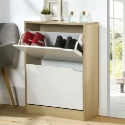 Casâme Meubles D'entrée Et à Chaussures Meuble à Chaussures 2 Tiroirs - 8 Paires - Marron -Meubles d'appoint Soldes meuble a chaussures 2 tiroirs 8 paires marron 2