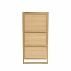 Woodman Meubles D'entrée Et à Chaussures Meuble à Chaussures 3 Compartiments En Bois H138cm Bois Clair -Meubles d'appoint Soldes meuble a chaussures 3 compartiments en bois h138cm bois clair 2