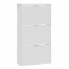 HOMN Meubles D'entrée Et à Chaussures Meuble à Chaussures 3 Portes, Couleur Blanc Brillant, 60 Cm Longueur -Meubles d'appoint Soldes meuble a chaussures 3 portes couleur blanc brillant 60 cm longueur