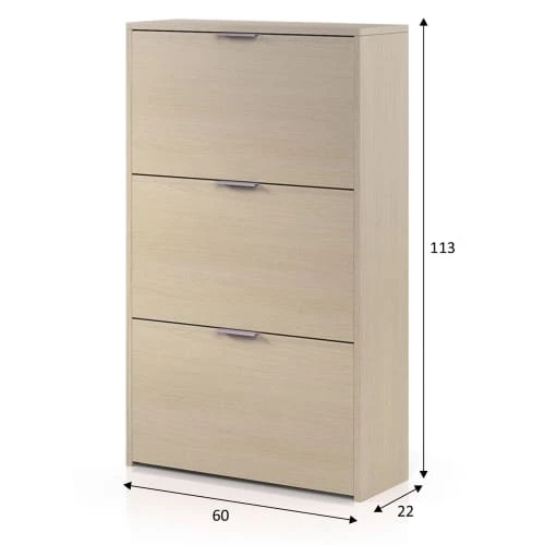 HOMN Meubles D'entrée Et à Chaussures Meuble à Chaussures 3 Portes, Couleur Chêne, 60 Cm Longueur 6 HOMN Meubles D'entrée Et à Chaussures Meuble à Chaussures 3 Portes, Couleur Chêne, 60 Cm Longueur – Image 4