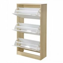 Casâme Meubles D'entrée Et à Chaussures Meuble à Chaussures 3 Tiroirs - Décor Chêne Et Blanc - 12 Paires -Meubles d'appoint Soldes meuble a chaussures 3 tiroirs decor chene et blanc 12 paires 2