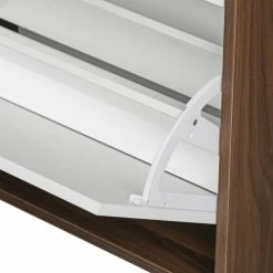 Urban Meuble Meubles D'entrée Et à Chaussures Meuble à Chaussures 3 Tiroirs Style Scandinave Noyer/blanc -Meubles d'appoint Soldes meuble a chaussures 3 tiroirs style scandinave noyer blanc 5