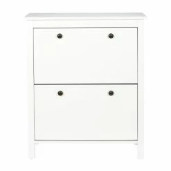 Toilinux Meubles D'entrée Et à Chaussures Meuble à Chaussures Avec 2 Portes Blanc -Meubles d'appoint Soldes meuble a chaussures avec 2 portes blanc 3