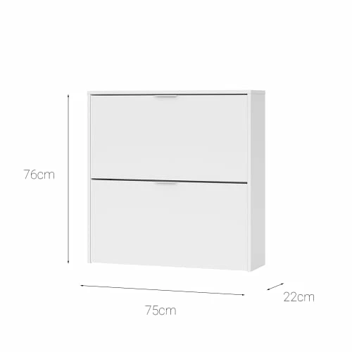 Dmora Meubles D'entrée Et à Chaussures Meuble à Chaussures Avec 2 Portes Effet Bois Blanc 6 Dmora Meubles D'entrée Et à Chaussures Meuble à Chaussures Avec 2 Portes Effet Bois Blanc – Image 4