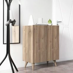 Dmora Meubles D'entrée Et à Chaussures Meuble à Chaussures Avec 2 Portes Effet Bois De Chêne 9 Dmora Meubles D'entrée Et à Chaussures Meuble à Chaussures Avec 2 Portes Effet Bois De Chêne -Meubles d'appoint Soldes meuble a chaussures avec 2 portes effet bois de chene 1