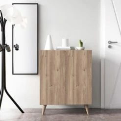 Dmora Meubles D'entrée Et à Chaussures Meuble à Chaussures Avec 2 Portes Effet Bois De Chêne 12 Dmora Meubles D'entrée Et à Chaussures Meuble à Chaussures Avec 2 Portes Effet Bois De Chêne -Meubles d'appoint Soldes meuble a chaussures avec 2 portes effet bois de chene 4