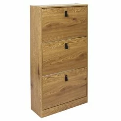 Toilinux Meubles D'entrée Et à Chaussures Meuble à Chaussures Avec 3 Portes Effet Bois Marron