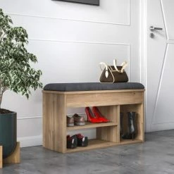 Produits populaires -Meubles d'appoint Soldes meuble a chaussures avec assise effet bois chene 1