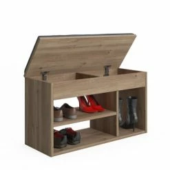 Dmora Meubles D'entrée Et à Chaussures Meuble à Chaussures Avec Assise Effet Bois Chêne -Meubles d'appoint Soldes meuble a chaussures avec assise effet bois chene 2