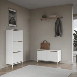 Produits populaires -Meubles d'appoint Soldes meuble a chaussures design en bois blanc 1