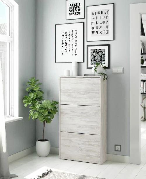 Dmora Meubles D'entrée Et à Chaussures Meuble à Chaussures Effet Bois Blanc 4 Dmora Meubles D'entrée Et à Chaussures Meuble à Chaussures Effet Bois Blanc – Image 2