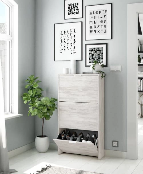 Dmora Meubles D'entrée Et à Chaussures Meuble à Chaussures Effet Bois Blanc 5 Dmora Meubles D'entrée Et à Chaussures Meuble à Chaussures Effet Bois Blanc – Image 3