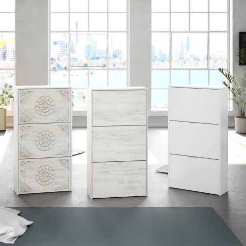 Dmora Meubles D'entrée Et à Chaussures Meuble à Chaussures Effet Bois Blanc 7 Dmora Meubles D'entrée Et à Chaussures Meuble à Chaussures Effet Bois Blanc – Image 5