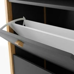 Woodman Meubles D'entrée Et à Chaussures Meuble à Chaussures En Bois 2 Portes Gris Foncé -Meubles d'appoint Soldes meuble a chaussures en bois 2 portes gris fonce 3