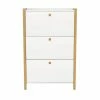 Woodman Meubles D'entrée Et à Chaussures Meuble à Chaussures En Bois 3 Portes Blanc