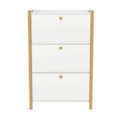 Woodman Meubles D'entrée Et à Chaussures Meuble à Chaussures En Bois 3 Portes Gris Foncé -Meubles d'appoint Soldes meuble a chaussures en bois 3 portes blanc