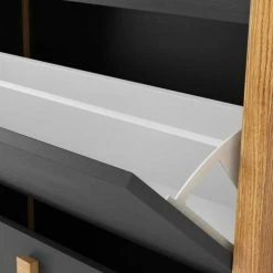 Woodman Meubles D'entrée Et à Chaussures Meuble à Chaussures En Bois 3 Portes Gris Foncé -Meubles d'appoint Soldes meuble a chaussures en bois 3 portes gris fonce 3