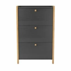 Woodman Meubles D'entrée Et à Chaussures Meuble à Chaussures En Bois 3 Portes Blanc -Meubles d'appoint Soldes meuble a chaussures en bois 3 portes gris fonce 5