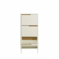 Tenzo Meubles D'entrée Et à Chaussures Meuble à Chaussures En Bois 3 Portes H131cm Blanc -Meubles d'appoint Soldes meuble a chaussures en bois 3 portes h131cm blanc 4