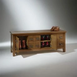 Robin Des Bois Meubles D'entrée Et à Chaussures Meuble à Chaussures En Bois Teinté Foncé -Meubles d'appoint Soldes meuble a chaussures en bois teinte fonce 4